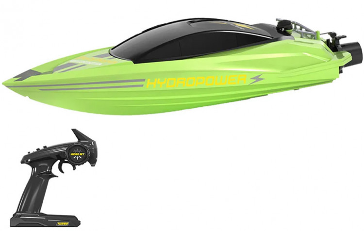 Радиоуправляемый катер с водяной помпой Green HydroJet (25 км/ч, 42 см) артикул HC807-GREEN