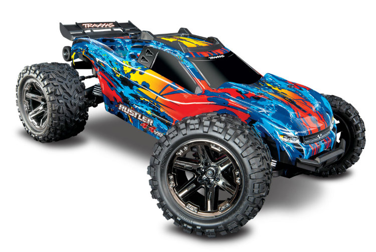 Радиоуправляемая модель машины TRAXXAS Rustler 4X4 VXL 1:10 4WD TSM артикул TRA67076-4-R
