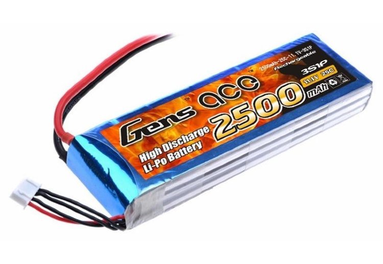 Аккумулятор Li-Po - 11.1В 2500мАч 25C (3S1P) T-PLUG артикул B-25C-2500-3S1P