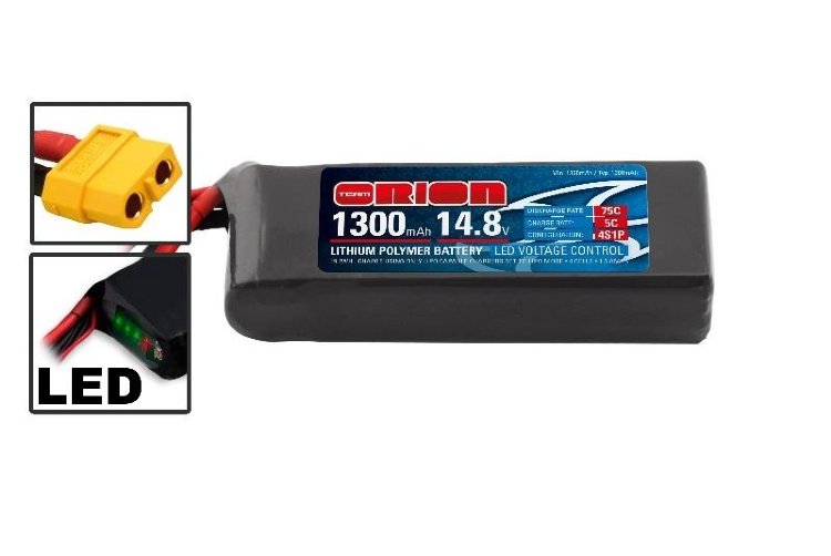 Аккумулятор Team Orion Batteries Li-Po 14,8В (4S) 1300mah 75C SoftCase XT60 Racing Drone Battery артикул ORI60244