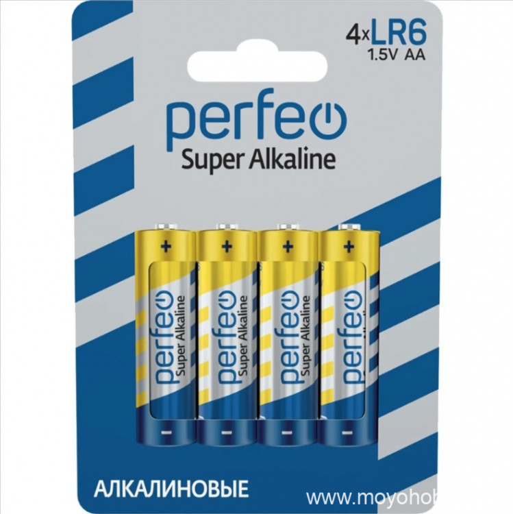 Батарейки алкалиновые Perfeo АА LR6 Super Alkaline (4 шт.) артикул PFLR6/4