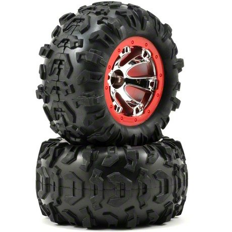Колеса Traxxas 2.2" Geode Beadlock Style Wheels w/12mm Hex (Chrome/Red) (2 шт.) артикул TRA7272