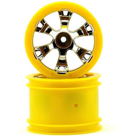 Traxxas 2.2\" Geode Beadlock Style Wheels w/12mm Hex (Chrome/Yellow ) (2) артикул TRA7275