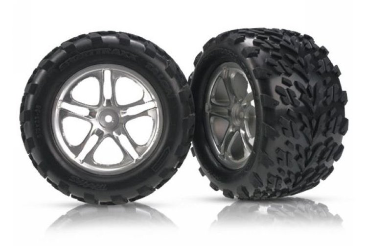 Колеса в сборе TRAXXAS Tires & wheels (Split-Spoke satin-finish wheels, Talon tires, foam inserts) артикул TRA5174A