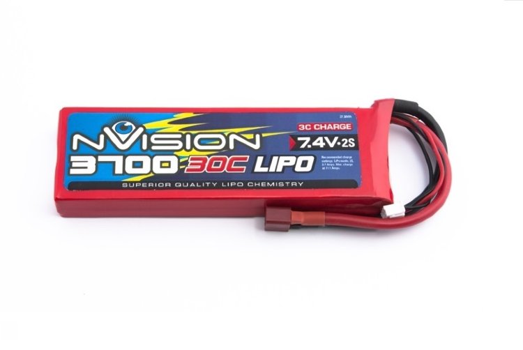 Аккумулятор nVision Li-Po 7.4 (2S) 3700mAh 30C SoftCase Deans plug артикул NVO1806