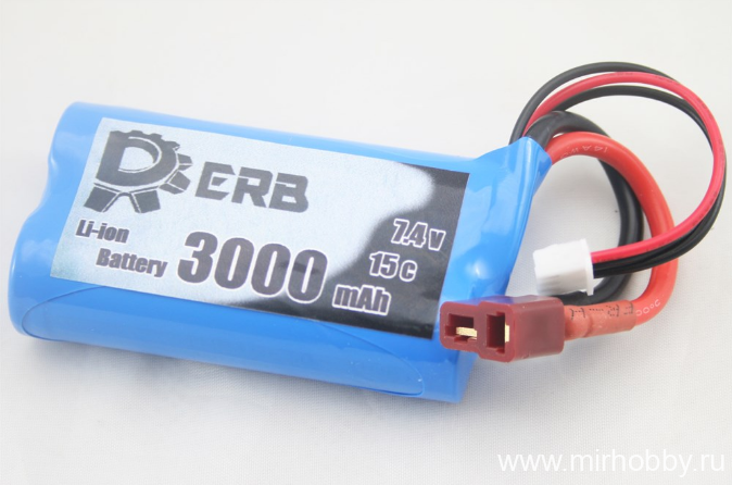 Аккумулятор Li-Ion DERB 3000mAh, 7.4V, 15C, T-plug артикул DB-7430