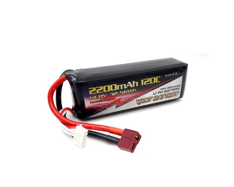 Аккумулятор LiPo Vant - 14.8В 2200мАч 120C (4S, разъём T-Plug) артикул VTB-2200-120C-4S