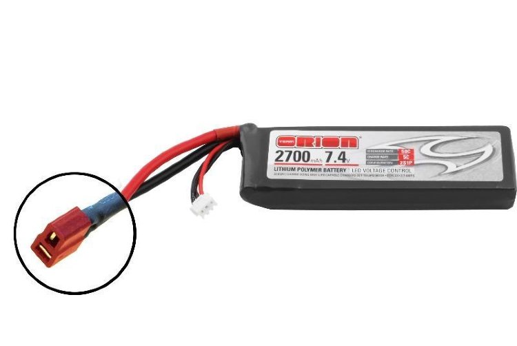 Аккумулятор Team Orion Batteries Li-Po 7,4В(2S) 2700mah 50C SoftCase Deans plug with LED charge status артикул ORI60165