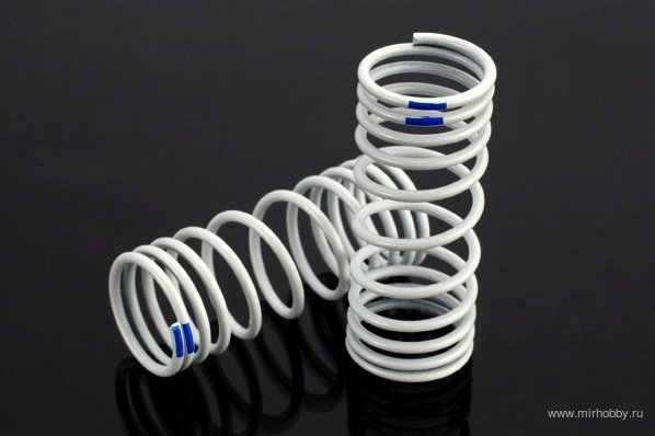 Пружины амортизаторов (Springs, front (progressive, +20% rate, blue)), Длинна 47мм, внешний диаметр 19 мм, внутренний диаметр 15.5 мм. Данные пружины жестче штатных на 20% артикул TRA6864
