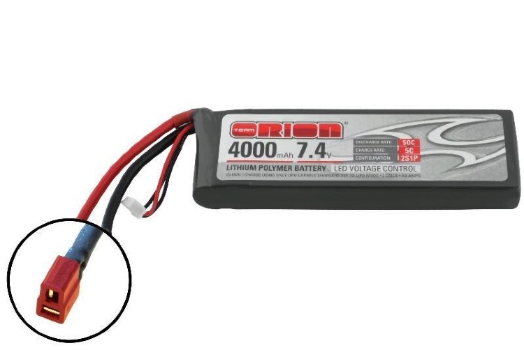 Аккумулятор Team Orion Batteries Li-Po 7,4В(2S) 4000mah 50C SoftCase Deans plug with LED charge status артикул ORI60183