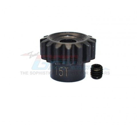 Шестерня ведущая GPM Racing 15T (шаг 1M / на вал 5mm / сталь) артикул TXM015TS-BK