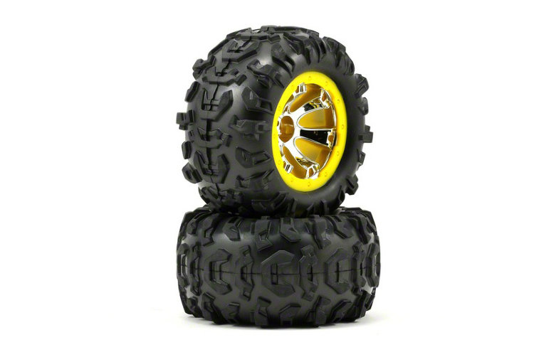 Колеса Traxxas 2.2" Geode Beadlock Style Wheels w/12mm Hex  (Chrome/Yellow) артикул TRA7276