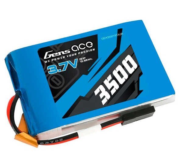 Аккумулятор GensAce Li-Po 3,7B-3500 mAh (1S1P, Разъем: штекер JR, Размеры: 63*45*8,5 мм) артикул GEA35001STXJR