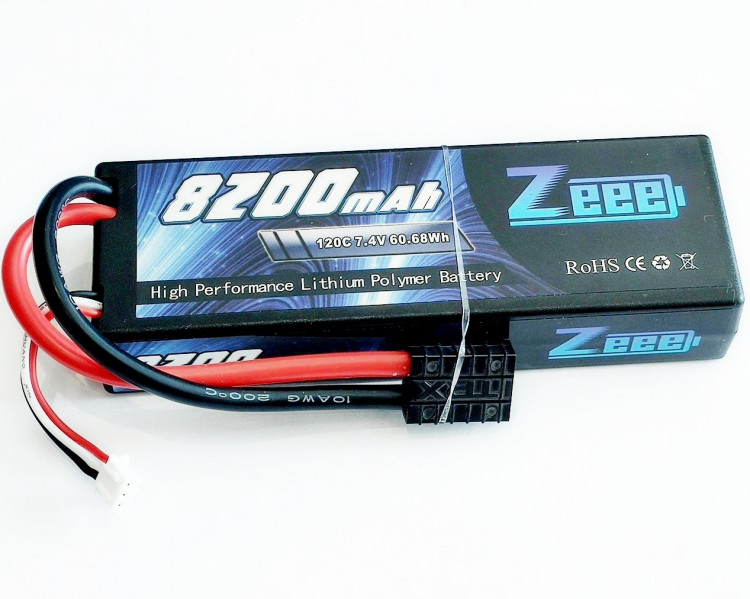 Аккумулятор Zeee Power 7.4v 8200mah, 120С, 2S, Hard Case (разъём: TRX, 138х47х25мм) артикул zeee-8200-2s-120c
