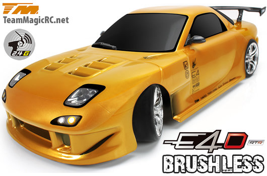 Радиоуправляемая автомодель дрифт 1/10 электро E4D MAZDA RX7 RTR (Brushless Spec.) артикул TM-503012-RX7