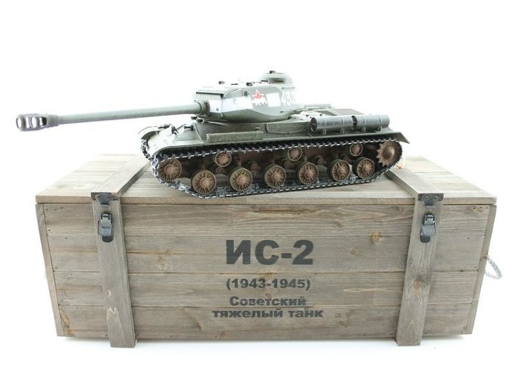 Р/У танк Taigen 1/16 ИС-2 модель 1944, СССР, зеленый, 2.4G, деревянная коробка артикул TG3928-1G-BOX