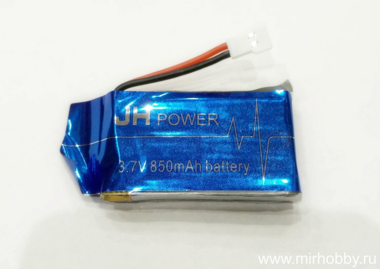 Аккумулятор 3.7 V ~ 850 мАч. Размеры: 42x25x9 мм. вес 16 грамм. артикул JH37-850