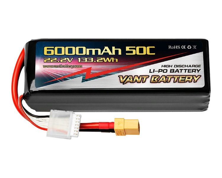 Аккумулятор LiPo Vant - 22.2В 6000мАч 50C 6S (разъём XT60) артикул VTB-6000-50C-6S