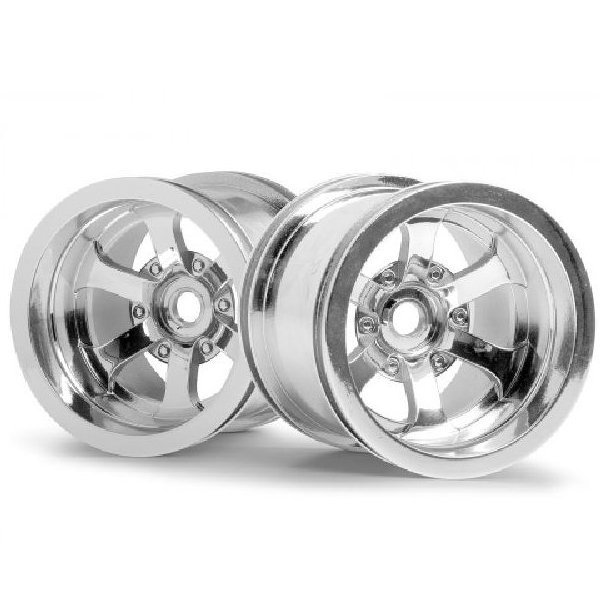 Диски трак 1/10 - SCORCH 6-SPOKE SHINY CHROME (55x50mm) 2шт артикул HPI-3087