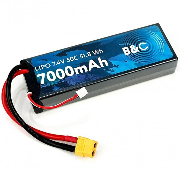 Аккумулятор Li-Po B&C 7.4v / 7000 мАч / 50C / 2S (разъём XT60) артикул B&C-7000-2S-50-H-XT60