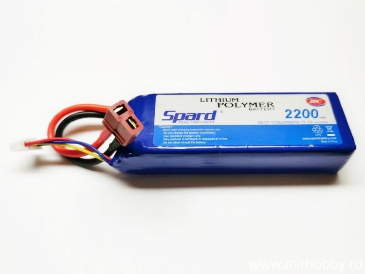 Аккумулятор Li-Po Spard 11,1V ~ 2200mAh, 30C, T‐plug (ДШВ: 96x34x22.5mm) артикул Y803496PH