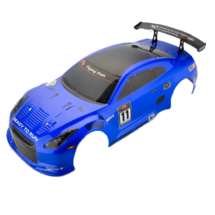 Кузов GTR-Blue (крашенный+спойлер+декали) масштаба 1/10 (база 200мм) артикул HSPGTR03