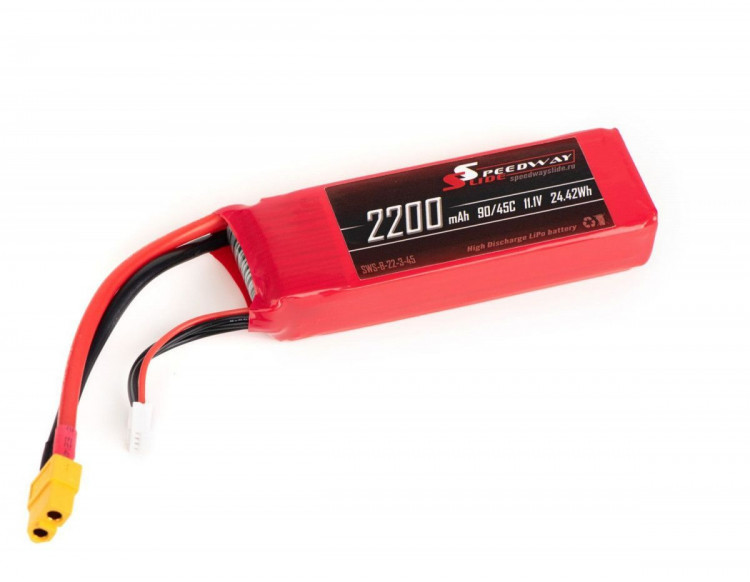 Аккумулятор Speedway Slide 106x35x24mm Li-Po 2200mAh 3S 11.1V 45C softcase XT60 артикул SWS-B-22-3-45