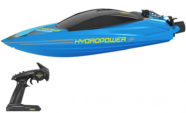 Радиоуправляемый катер с водяной помпой Blue HydroJet (25 км/ч, 42 см) артикул HC807-BLUE