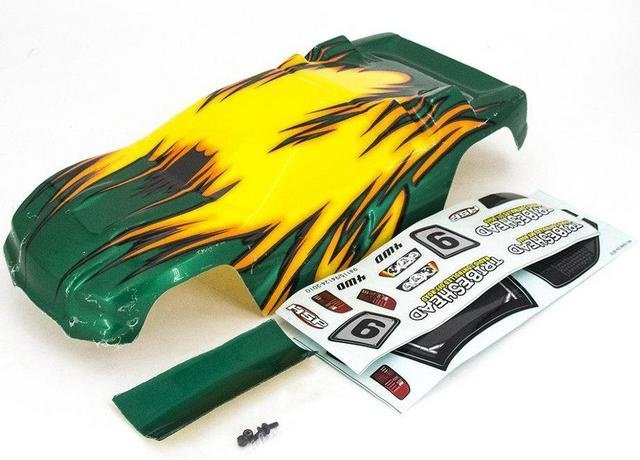Кузов для HSP трагги или монстров ОКРАШЕННЫЙ масштаба 1:10 HSP Truck Car Body (YELLOW and GREEN) артикул HSP12416