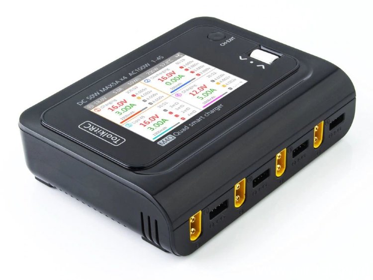 Зарядное устройство ToolkitRC M4Q AC/DC универсальное (четырёхканальное, 18В/220В, 50Вт *4) артикул HP110-0011-EU