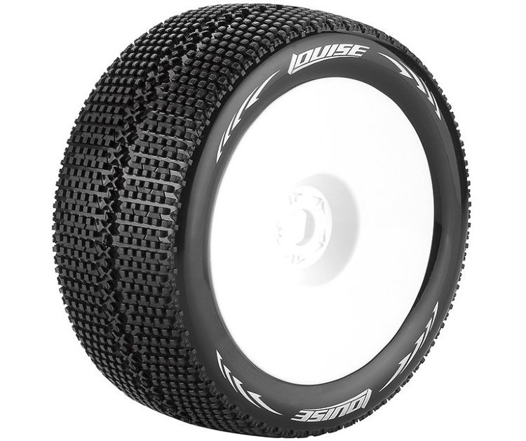 Колёса  Louise Rc, серия T-TURBO 1/8 TRUGGY (2 шт., HEX 17mm, TIRE SUPER SOFT / 1/2 OFFSET WHITE RIM / MOUNTED) артикул L-T3112VWH