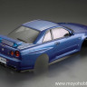 Кузов окрашенный 1/10 NISSAN SKYLINE BNR34 Metallic Blue (ширина 195 мм, колёсная база: 257 мм) артикул KB-48716