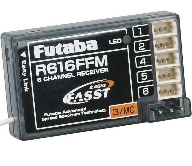 Приемник аппаратуры управления Futaba (R616FFM 6Ch 2.4GHz FASST Micro Park Flyer Rx) артикул FUR616FFM