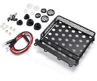 Багажник на крышу с 4 LED фарами 1/10 (11см X 10см X 3.5см) (RC Rock Crawler Accessories Metal Mesh Wire Luggage Tray Type B) артикул YA-0402