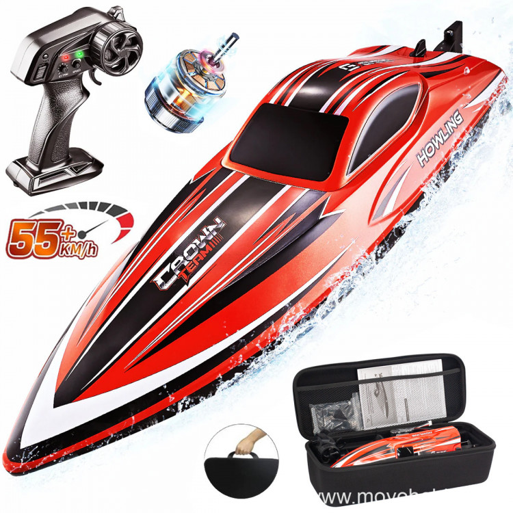Радиоуправляемый катер Chasing Waves PRO с сумкой (41 см, 55 км/ч, Brushless) артикул HJ818PRO-RED-BAG