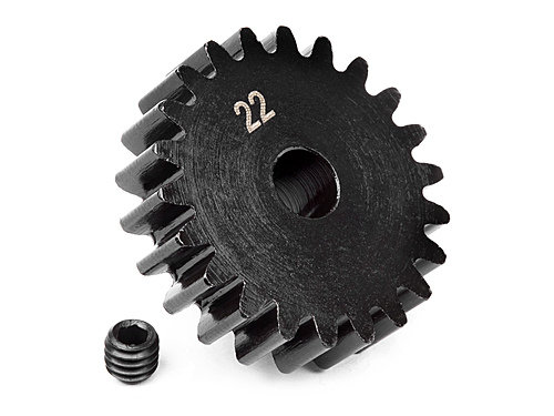 Шестерня ведущая 22T (шаг 1M / на вал 5mm) стальная артикул HPI-100921
