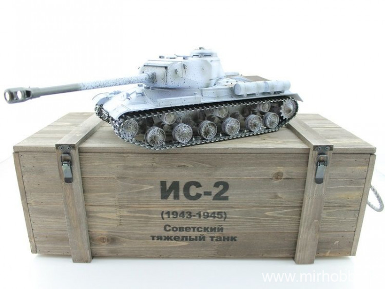 Р/У танк Taigen 1/16 ИС-2 модель 1944, СССР, зимний, 2.4G, деревянная коробка артикул TG3928-1S-BOX