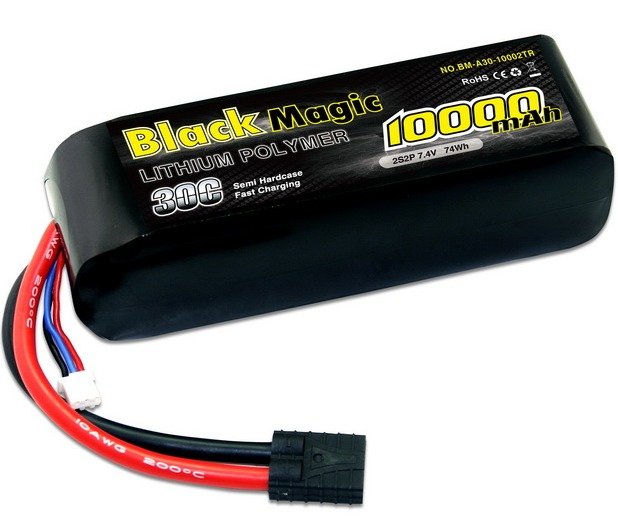 Аккумулятор Black Magic Black Magic LiPo 7,4В(2S) 10000mAh 30C Soft Case Traxxas plug for TRAXXAS артикул BM-A30-10002TR