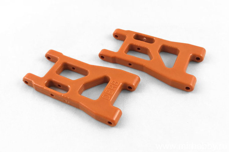Рычаги подвески капролоновые "Derb" (перед/зад) для Remo Hobby 1/16: S-MAX, S-EVOR, DINGO, ROCKET (2 шт.) артикул DB-C2505-Orange