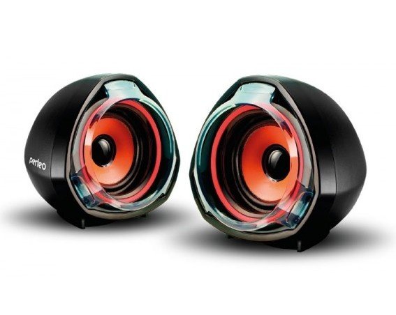 Колонки PERFEO "Tam-Tam" 2.0, мощность 2х3 Вт (RMS), чёрные, USB~3.5mm Джек артикул PF-1001