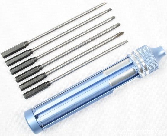 Отвертка со сменными наконечниками (1.5/2.0/2.5/3.0mm+ плоская + крест) артикул TL2726-03