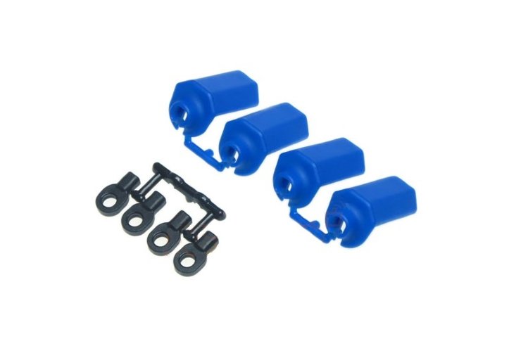 Стопора пружин амортизатора с защитными щитками (синие) (Traxxas & Durango Shock Shaft Guards - Blue) артикул RPM80405