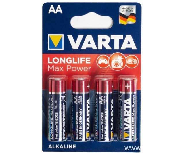 Батарейки алкалиновые АА VARTA Max Power LONG (MAXTECH) LR6 (4 шт.) артикул VR-LR6/4BLMAXPW