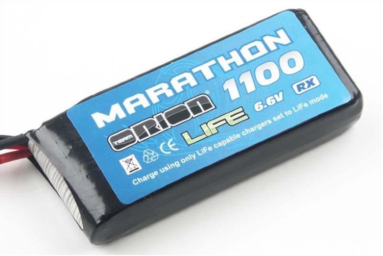 Аккумулятор Team Orion Batteries Marathon Life Standard RX Pack LiFe 6,6В (2s) 1100mAh 30C Soft Case BEC/JST артикул ORI12256