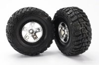 Колеса в сборе шорт-корс 1:10 Traxxas Traxxas SCT2WD передние (размер 2.2''-3.0'', черный-хром, адаптер 12мм.) 2 шт. артикул TRA5881X