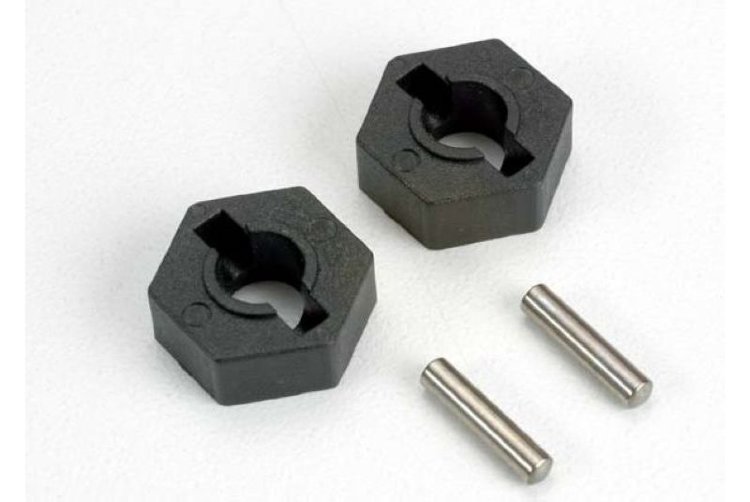 Колесный шестигранник (HEX 14мм) толщина 5,5мм на вал 6мм, пластик (Wheel hubs, hex (2)/ axle pins (2.5x12mm) (2)) артикул TRA4954