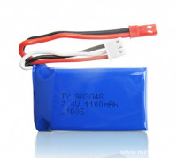 Аккумулятор LiPo 7.4V 1100mah формат 903048 разъем JST артикул LIPO-74-1100-JST