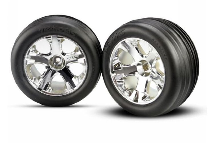 Колеса в сборе All-Star chrome wheels 2.8 + Ribbed tires артикул TRA3771