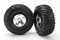 Колеса в сборе шорт-корс 1:10 Traxxas SCT 4WD зад/перед (размер 2.2''-3.0'' диаметр 110мм, ширина 44мм, черный-хром, адаптер 12мм) 2 шт. артикул TRA5873X