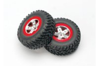 Колеса в сборе шорт-корс 1:10 Traxxas SCT 2WD задние (размер 2.2''-3.0'', красный-хром, адаптер 12мм) 2 шт. артикул TRA5873A